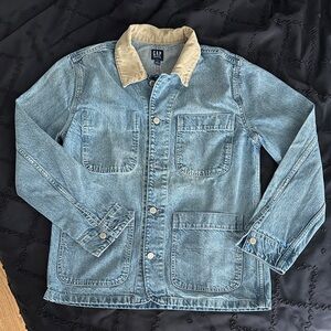 GAP Light Blue Denim Jacket with Beige Collar